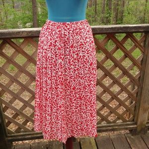 Red & White Pattern Pleated Skirt - Misses 10